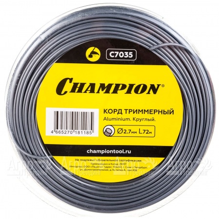 Корд триммерный Champion Aluminium 2.7мм, 72м (круглый)+нож  в Иваново